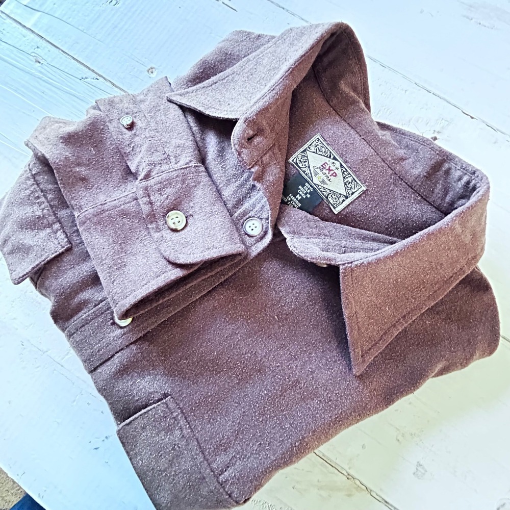 EXP Jeans Womens Silk Button‎ Down Shirt Top Long Sleeve Blouse Medium Burgundy